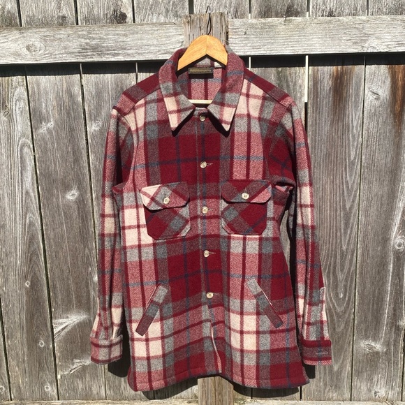 Eddie Bauer Other - Vintage Eddie Bauer Red and Gray wool Plaid Utility Jacket